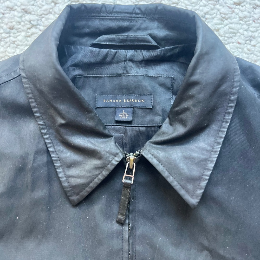 Banana Republic Black Faux Leather Zip Jacket – Size Large